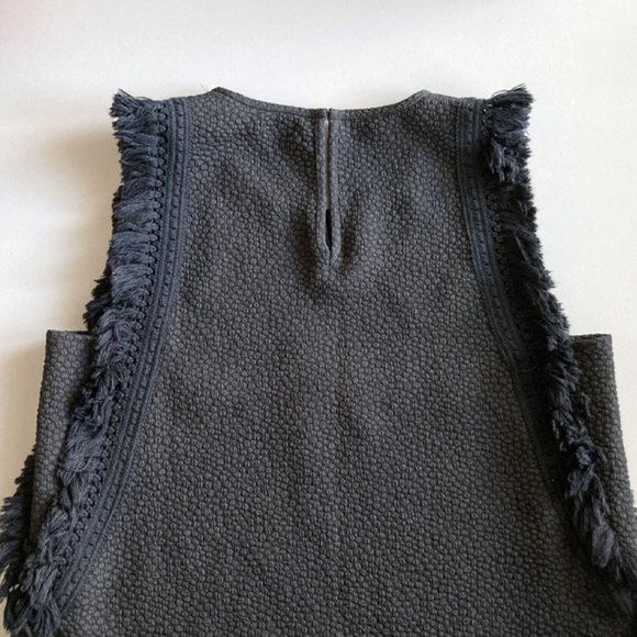 Rachel Roy Black Textured Fringe Sleeveless Top, Go West Tassel Tank Top, XS - Picture 6 of 8